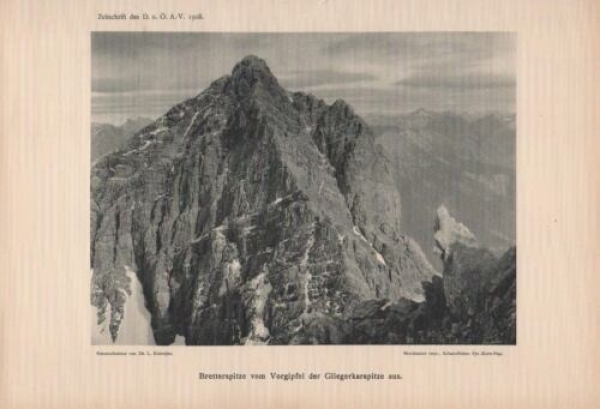 1908 - alter Druck - Bretterspitze vom Vorgipfel der Gliegerkarspitze aus